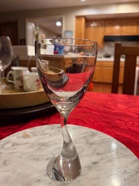 Vintage discontinued Nambe Clear Twisted Stem Wine Glass 8”